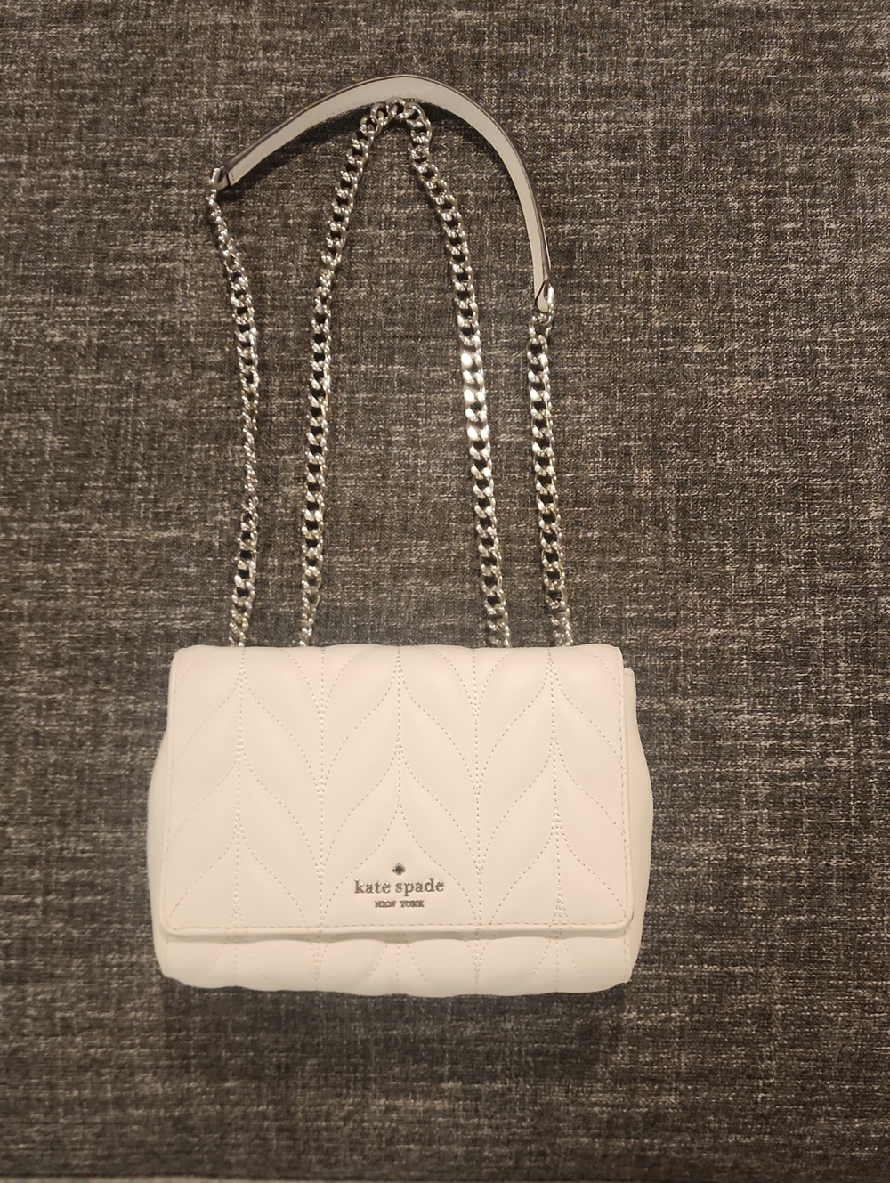 kate spade White Quilted Chain Crossbody Bag